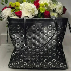 🔥🔥Christian Louboutin Mouchara Black Leather Tote Shoulder Bag BRAND NEW!
